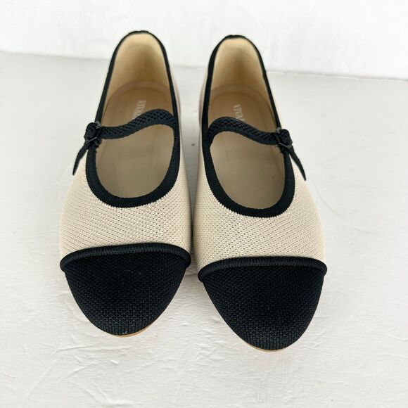 Vivaia Tamia Mary Jane Flats Size 39 US 8 NEW Almond Toe AdaptAll Almond Black - Picture 4 of 9